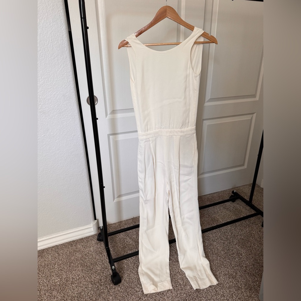 MASSIMO DUTTI WHITE OPEN BACK JUMPSUIT SIZE 2